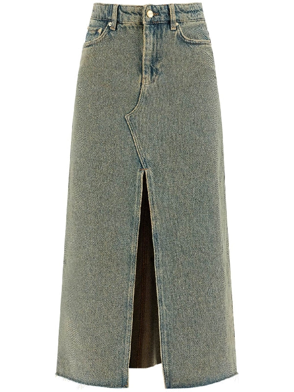 Back Logo Slit Denim Skirt - Jente