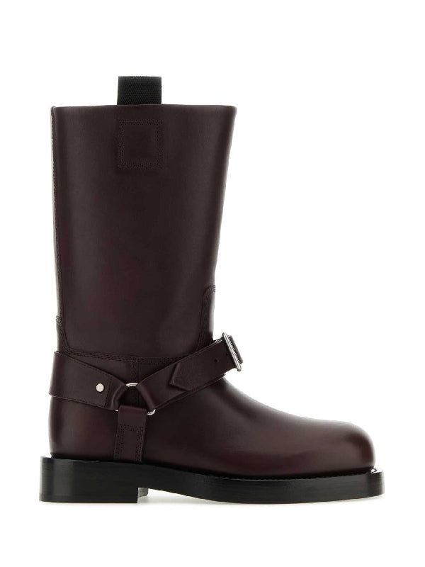 Buckle Strap Leather Boots