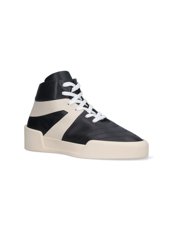 Basketball Logo Leather High Top Sneakers