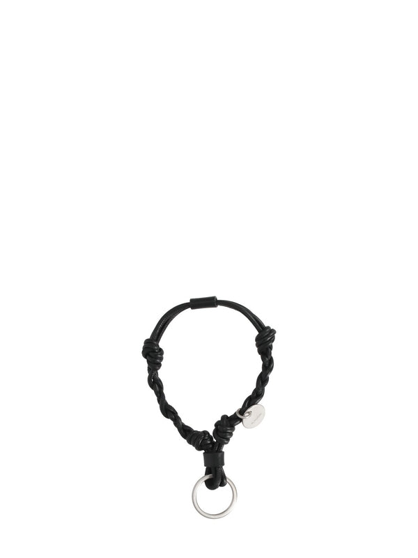 Metal Logo Knot Calfskin Keyring