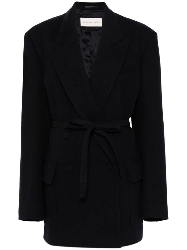 Applique Decorated Drawstring Wool
  Tailored Jacket