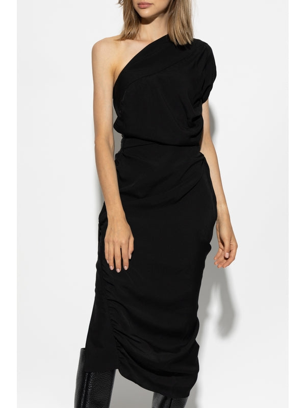 Asymmetric
  One-Shoulder Draped Dress