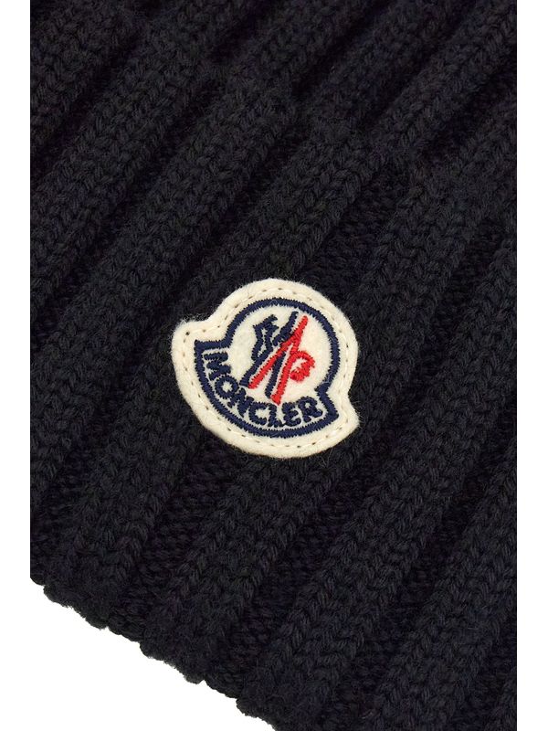 Logo Patch Rib Knit Beanie