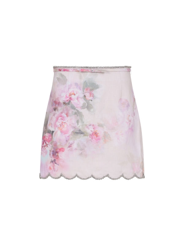 Crush Scallop Flower Mini Skirt