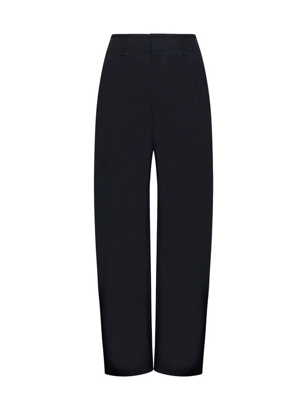 Curved Wool Blend Tailored Pants