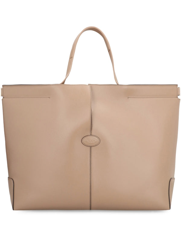 Di Logo Leather Medium Tote Bag