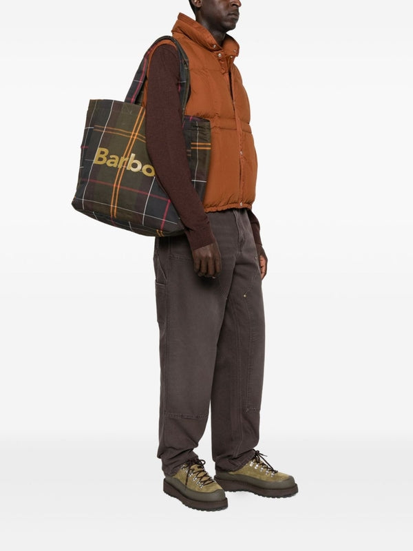 Barbour Green Checked Tote Bags