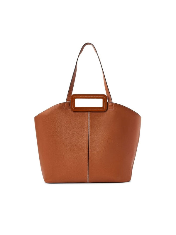 Logo Embellished Leather Tote Bag