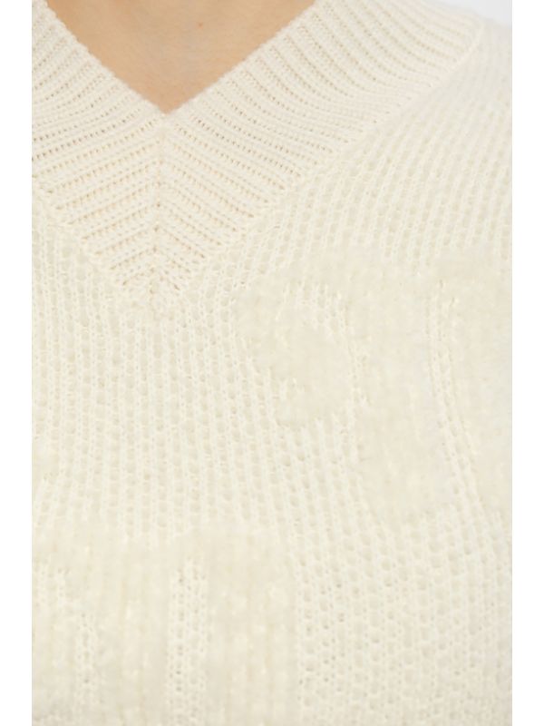 Dian Monogram Jacquard V-neck Wool Knit