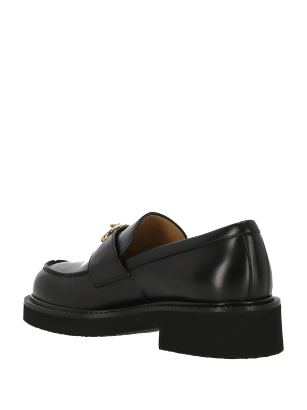 V Logo Leather Loafers