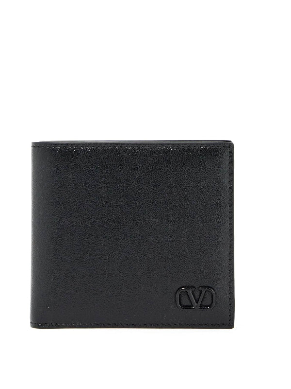 V Logo Leather Bifold Wallet - Jente