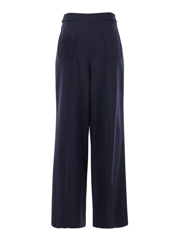 Black Pants with High Waist in Wool Woman Trousers