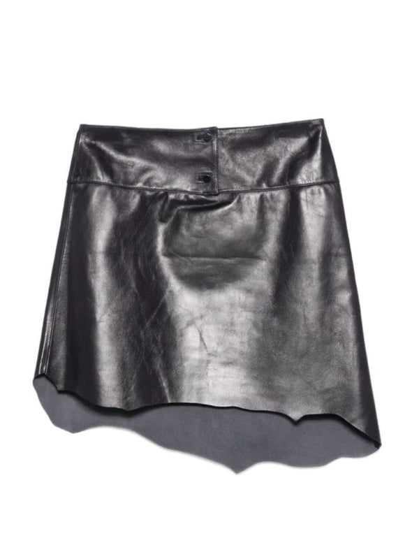 Asymmetric Leather Mini Skirt