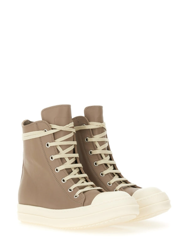 Zipper Detail Leather High-Top Sneakers