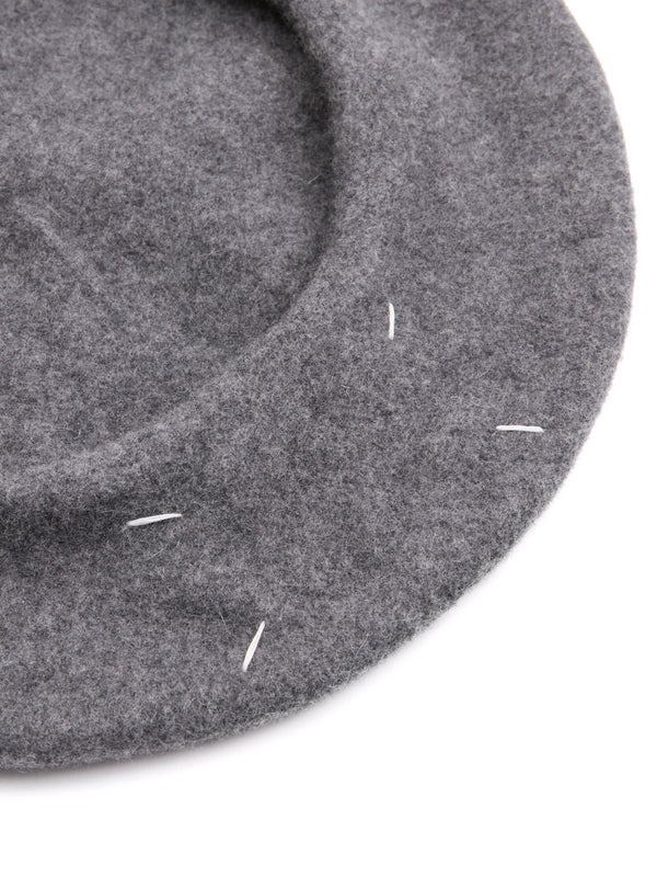 Stitch Detail Wool Beret