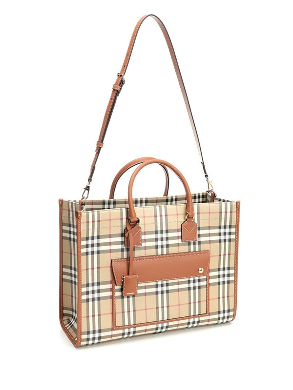 Freya Check Pattern Medium Tote Bag