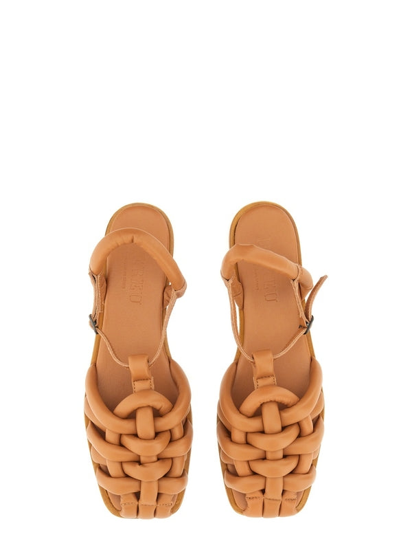 Square-Toe Leather Sandals