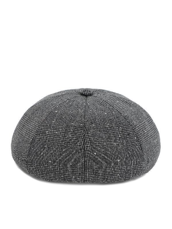 Houndstooth Check Wool Beret