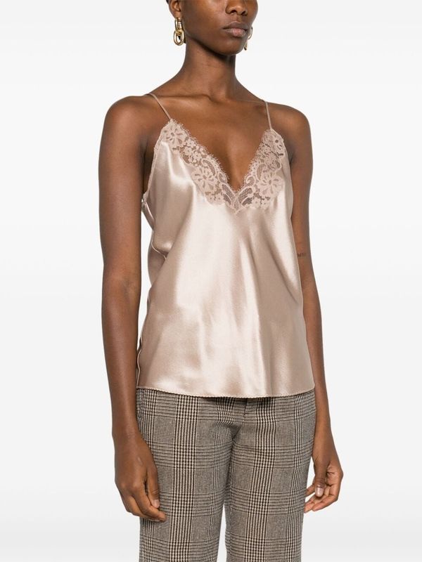 Lace Trim Silk Camisole