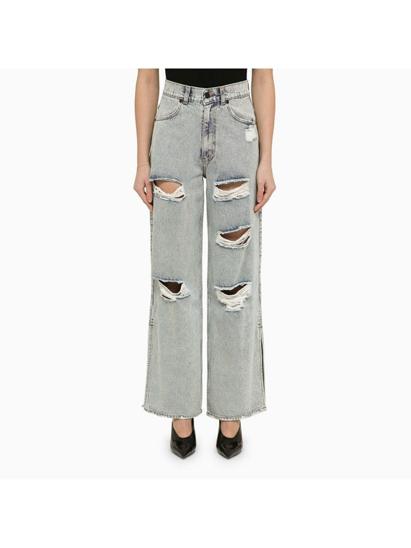 Lathi Distressed Wide Denim Pants