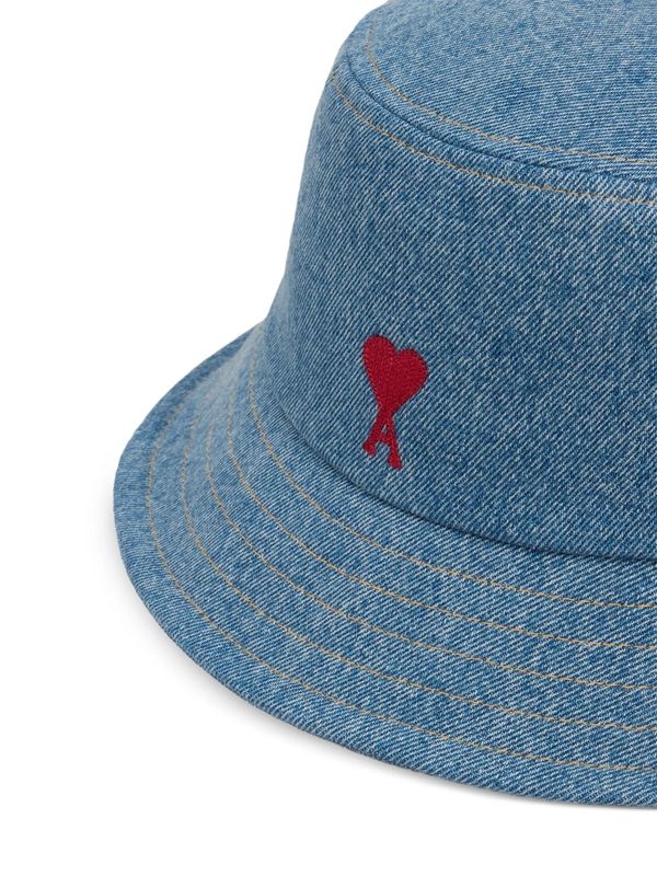 Heart Logo Embroidered Cotton Bucket Hat