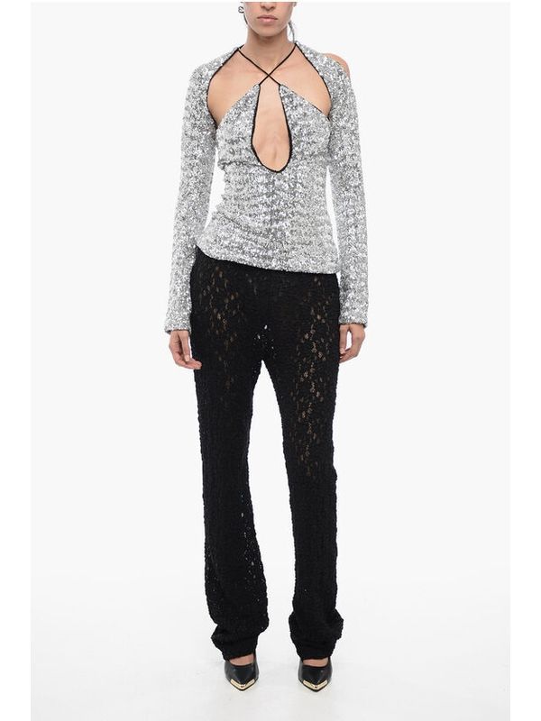 Zane Cutout Sequin Long-Sleeve Top