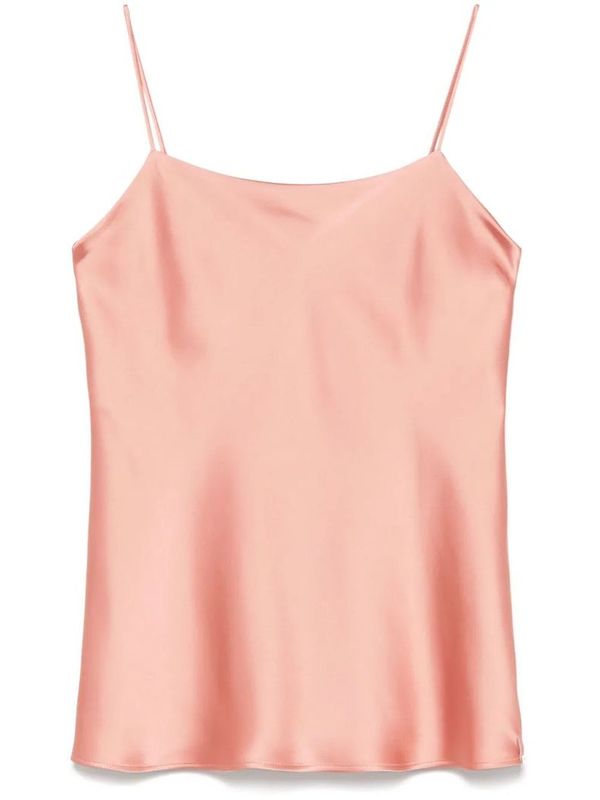 Square Neck Satin Sleeveless
  Tank Top