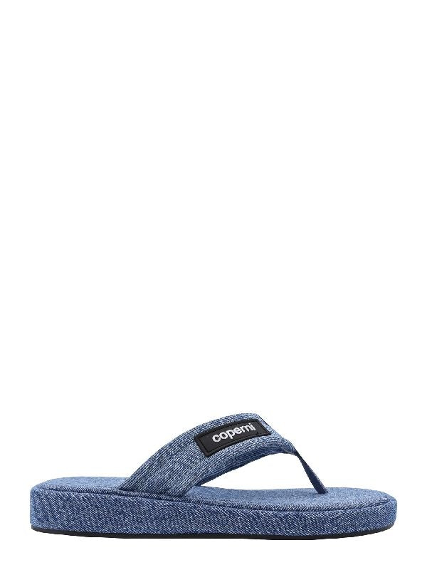 Denim Logo Patch Flip Flop Sandals