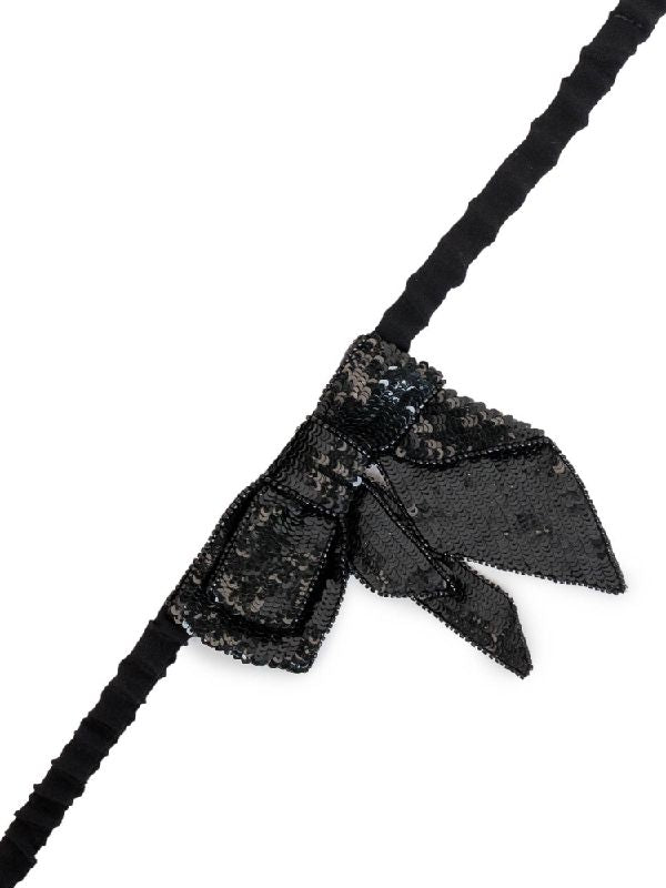 Black Sequin Bow Belt