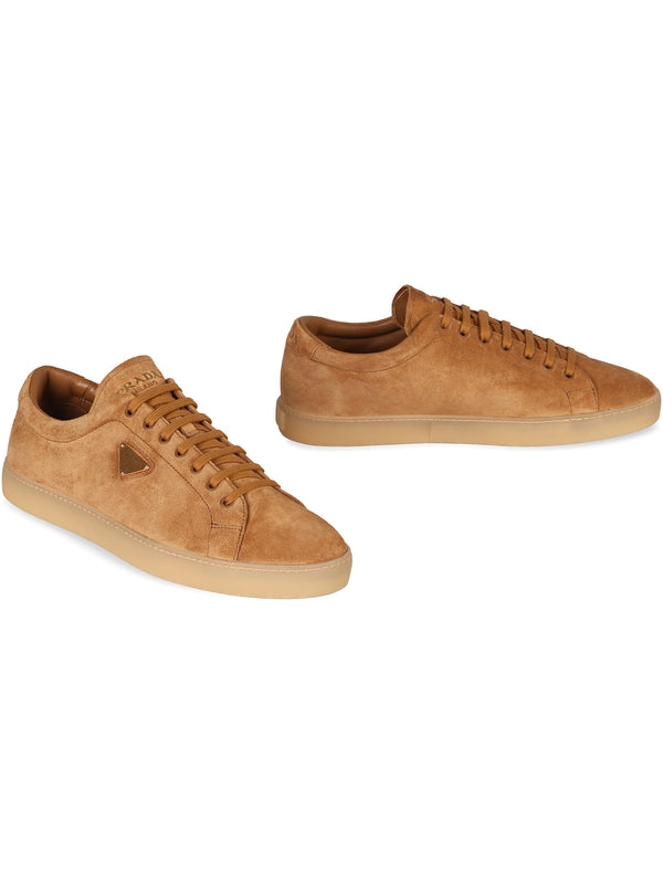 Triangle Logo Suede Low-top Sneakers