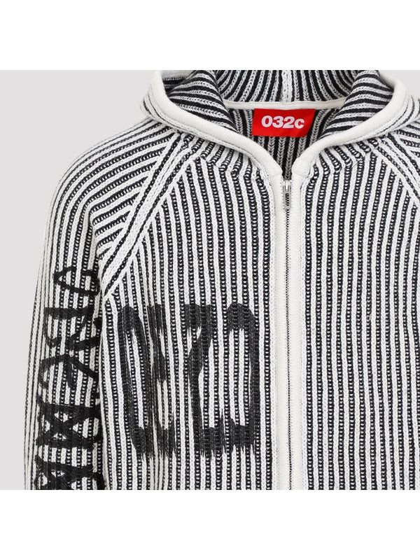 Logo Printing Wool Blend Hoodie Zip-Up