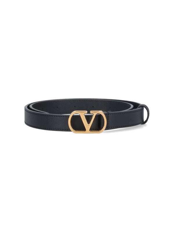 V Logo Leather Belt