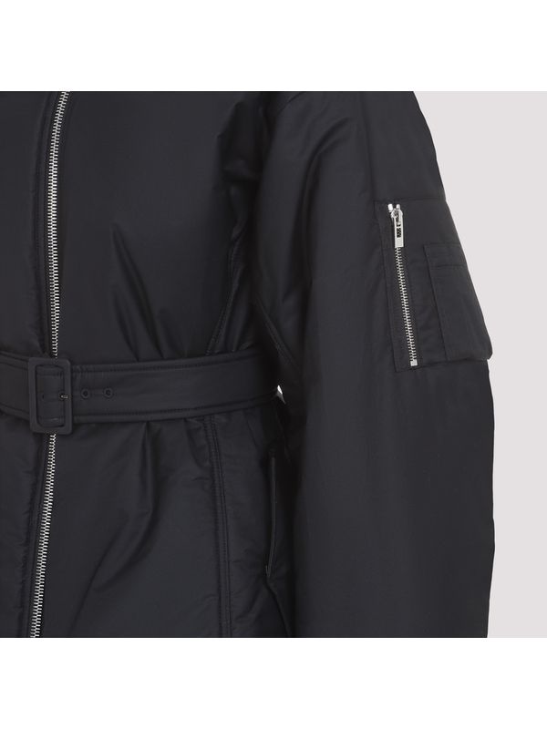 Belt Detail Cotton Nylon Bomber Jacket