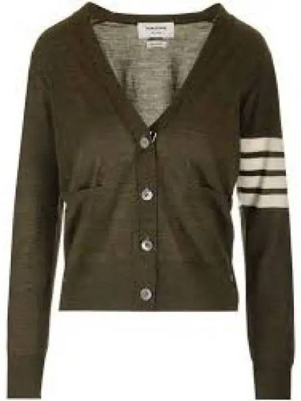 4-Bar V-neck Virgin Wool Cardigan