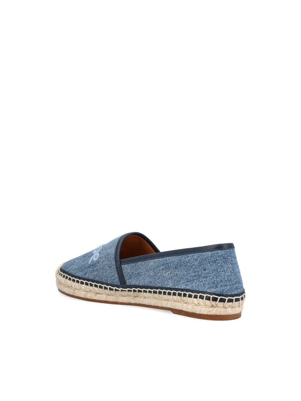 Logo Embroidered Denim Espadrilles