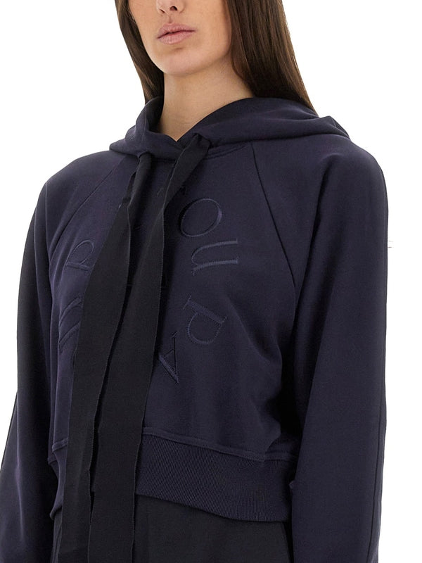 Drawstring Logo Embroidery Cotton Hoodie