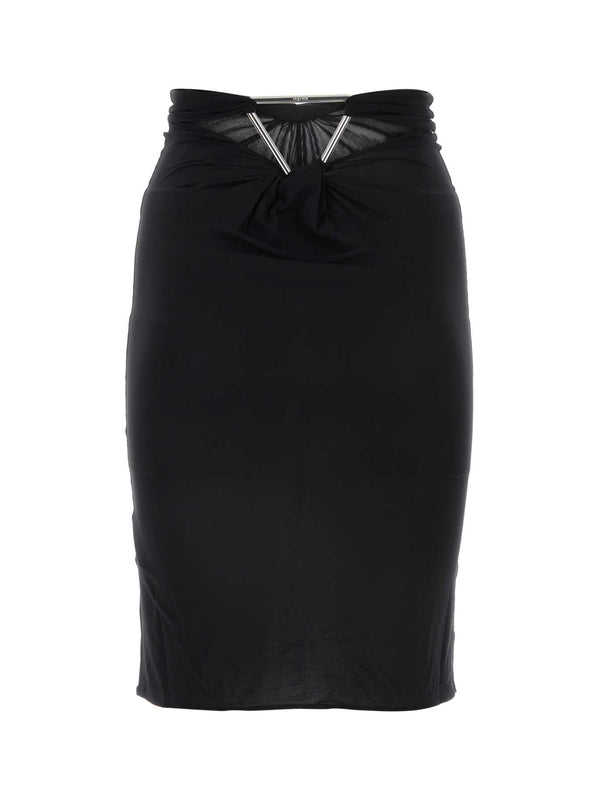 Black Nylon Midi Skirt