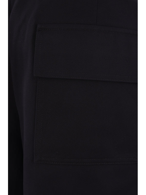 Belt Loop Detail Pleats Cotton Shorts