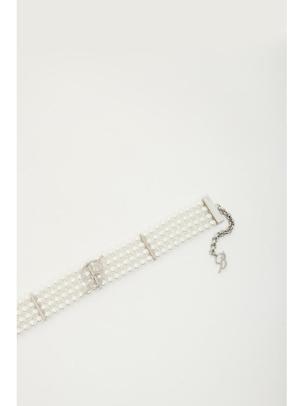 Crystal Logo Pearl Choker