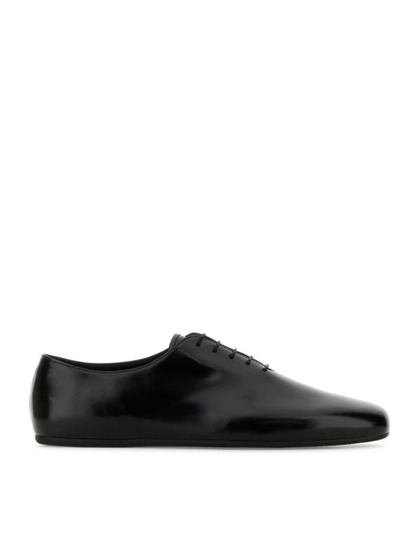 Brushed Leather Flat Derby Shoes