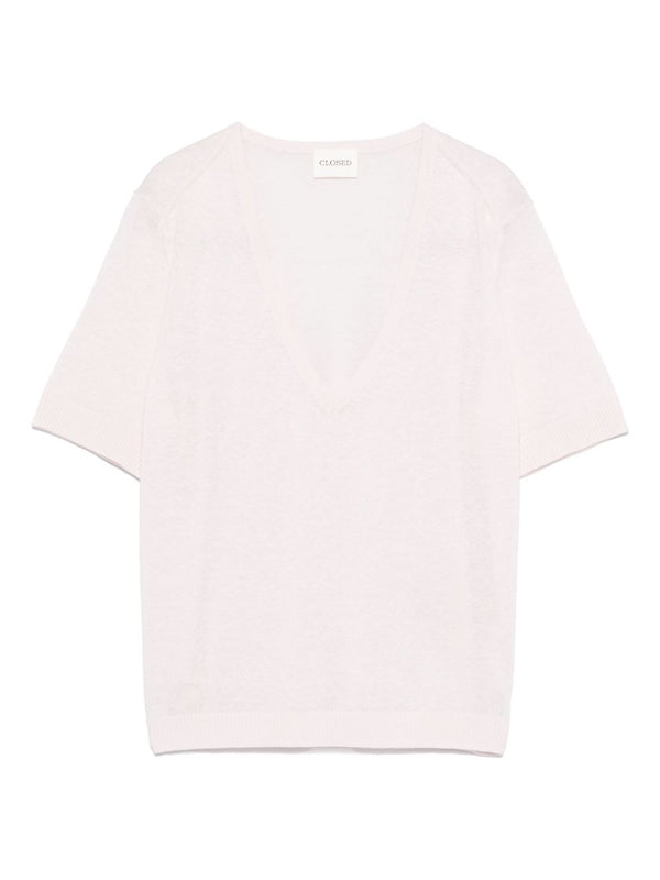 V-Neck Linen
  Cotton Short Sleeve Knit