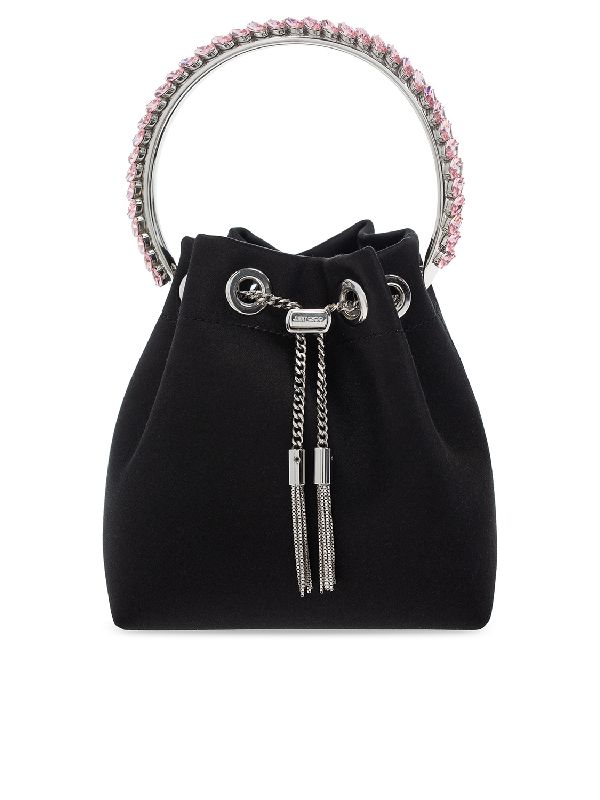 Bonbon Crystal
  Handle Satin Bucket Bag