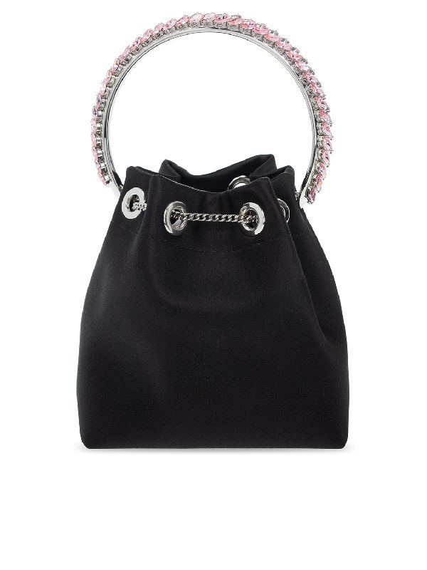 Bonbon Crystal
  Handle Satin Bucket Bag