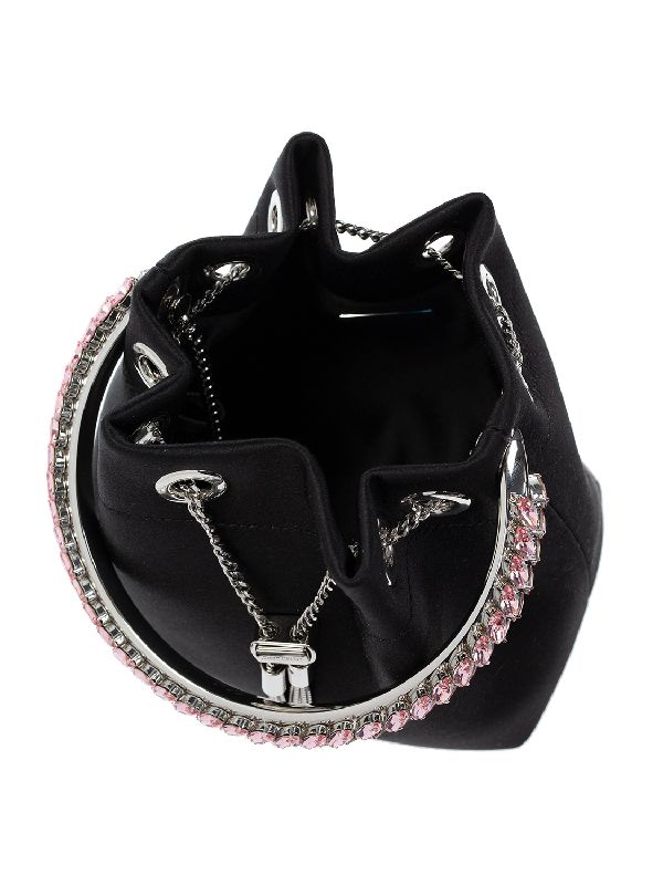 Bonbon Crystal
  Handle Satin Bucket Bag