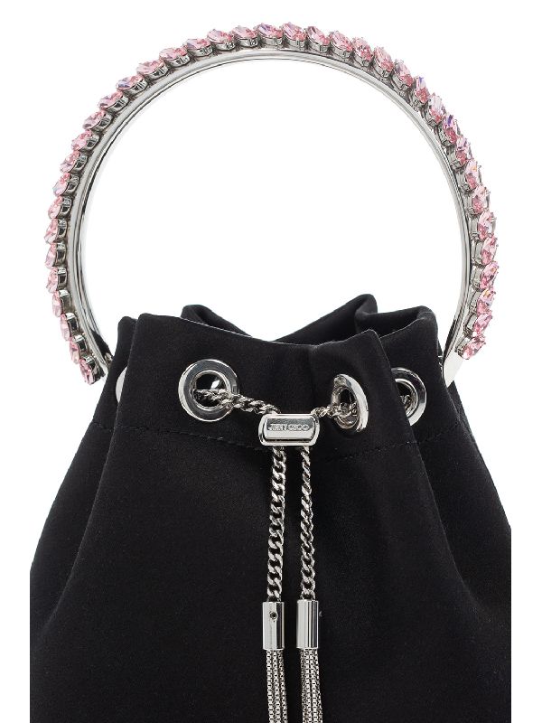 Bonbon Crystal
  Handle Satin Bucket Bag