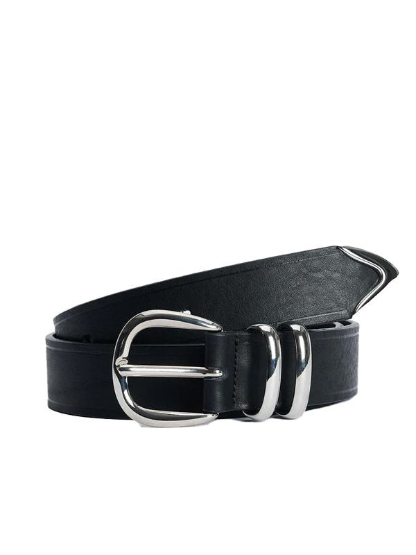 TIP END Black Leather Belt