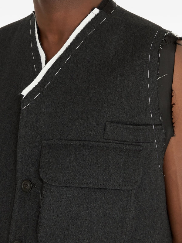 Distressed Wool Tailored Vest