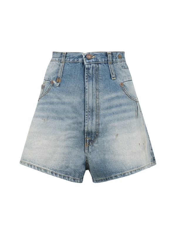 Vintage Effect Denim Shorts