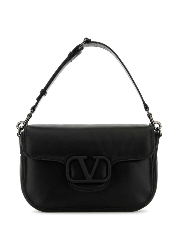 V Logo Leather Crossbody Bag