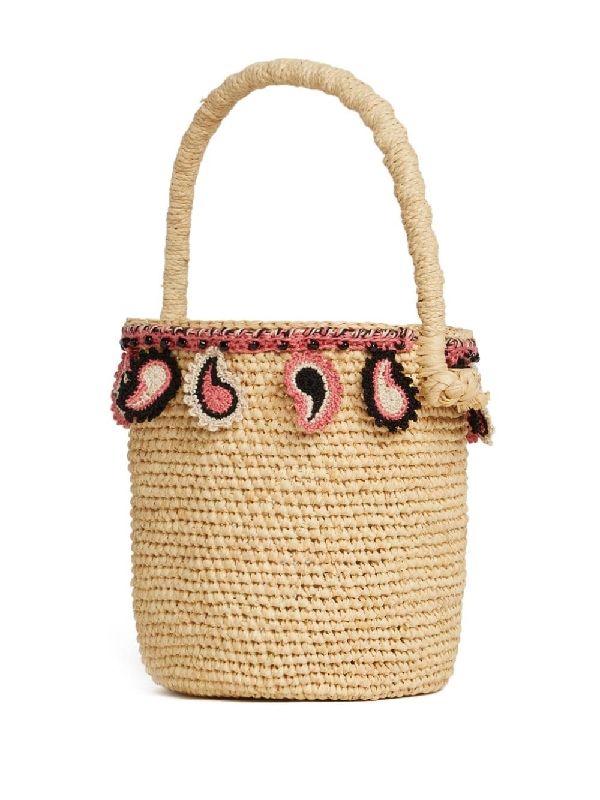 Paisley Detail
  Raffia Basket Bucket Bag